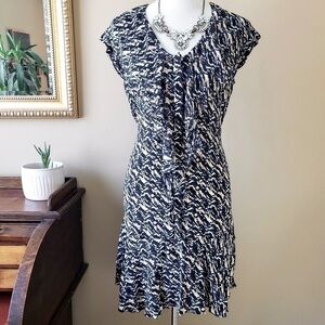 Saloni Katie Silk Ruffle Mini Dress Cap Sleeve Belt Pockets V-Neck Size 6